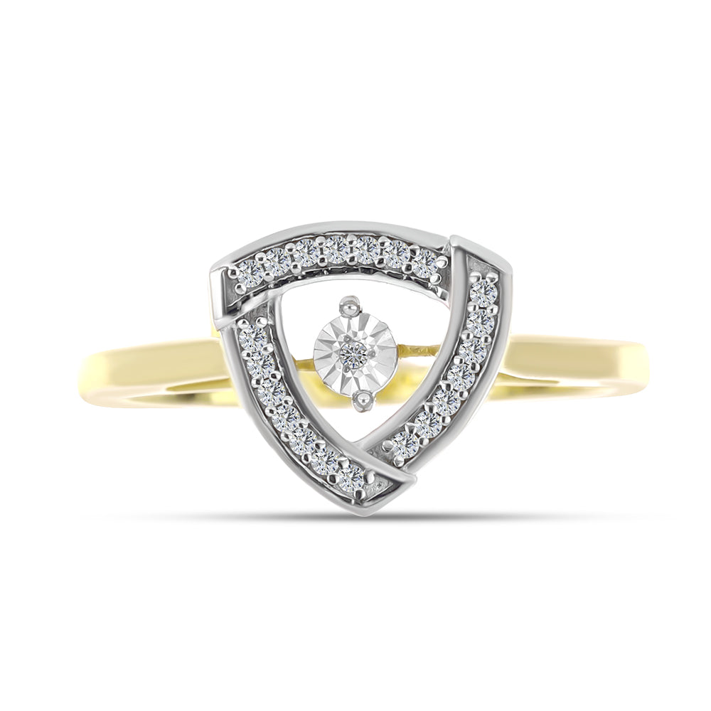 Anillo de Plata Bañada en Oro con Diamante blanco y Zircón Blanco