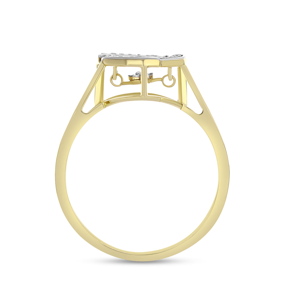 Anillo de Plata Bañada en Oro con Diamante blanco y Zircón Blanco 2 