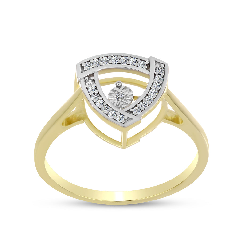 Anillo de Plata Bañada en Oro con Diamante blanco y Zircón Blanco