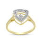 Anillo de Plata Bañada en Oro con Diamante blanco y Zircón Blanco