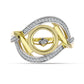 Anillo de Plata Bañada en Oro con Diamante blanco y Zircón Blanco