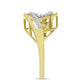 Anillo de Plata Bañada en Oro con Diamante blanco y Zircón Blanco