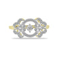 Anillo de Plata Bañada en Oro con Diamante blanco y Zircón Blanco