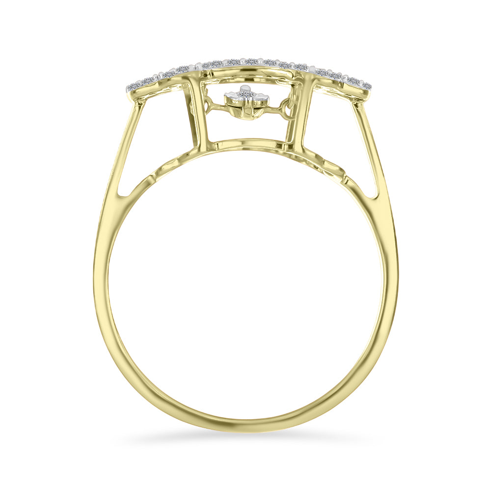 Anillo de Plata Bañada en Oro con Diamante blanco y Zircón Blanco