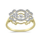 Anillo de Plata Bañada en Oro con Diamante blanco y Zircón Blanco