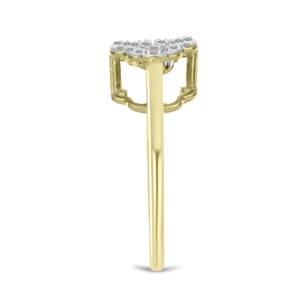 Anillo de Plata Bañada en Oro con Diamante blanco y Zircón Blanco 4 