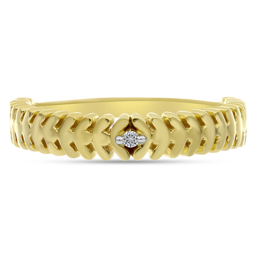 Anillo de Plata Bañada en Oro con Diamante blanco