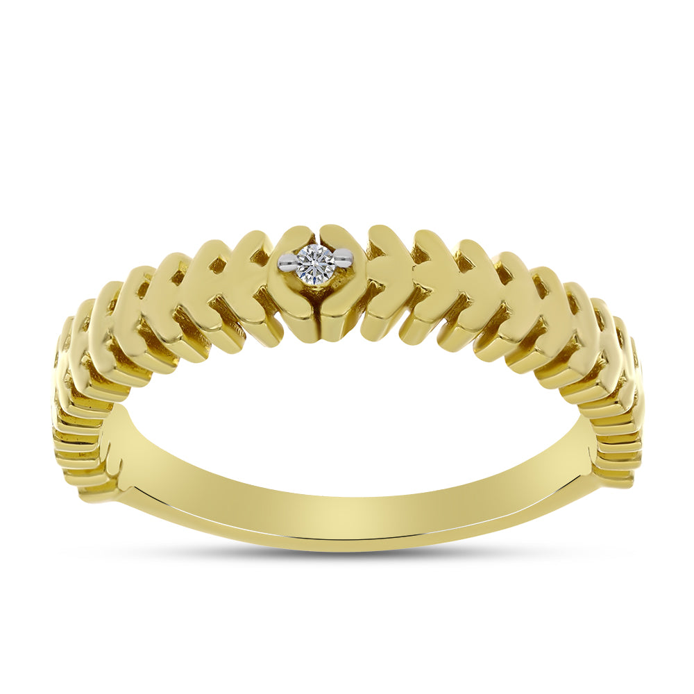 Anillo de Plata Bañada en Oro con Diamante blanco