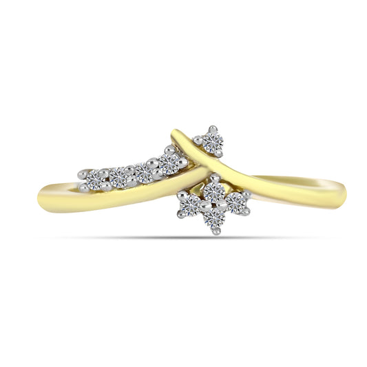 Anillo de Plata Bañada en Oro con Diamante blanco