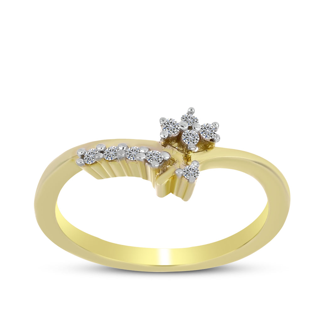Anillo de Plata Bañada en Oro con Diamante blanco