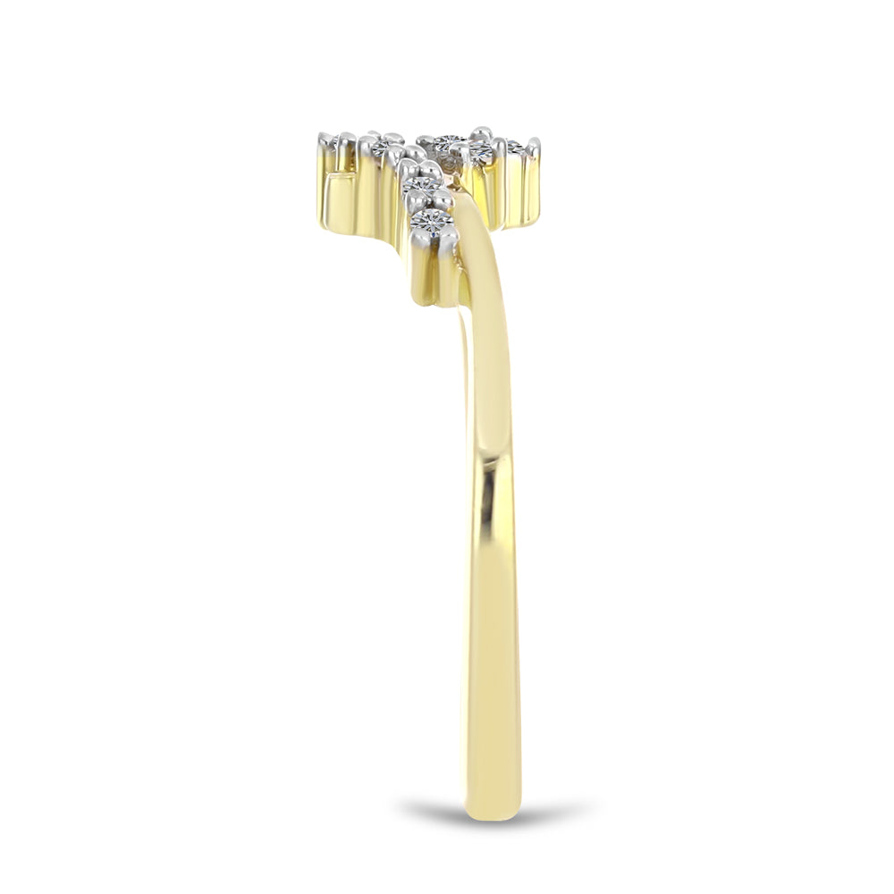 Anillo de Plata Bañada en Oro con Diamante blanco