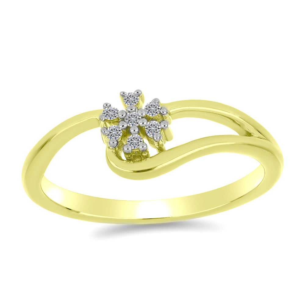 Anillo de Plata Bañada en Oro con Diamante blanco