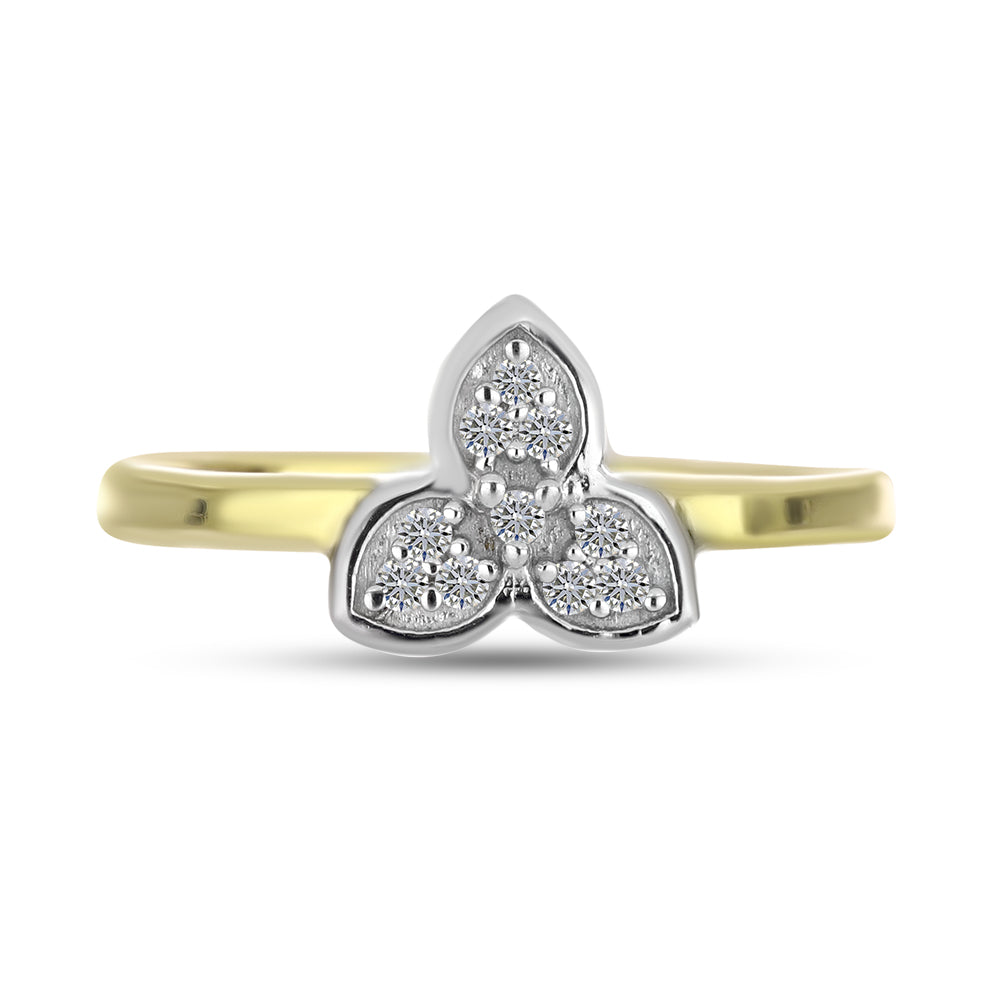 Anillo de Plata Bañada en Oro con Diamante blanco 1 