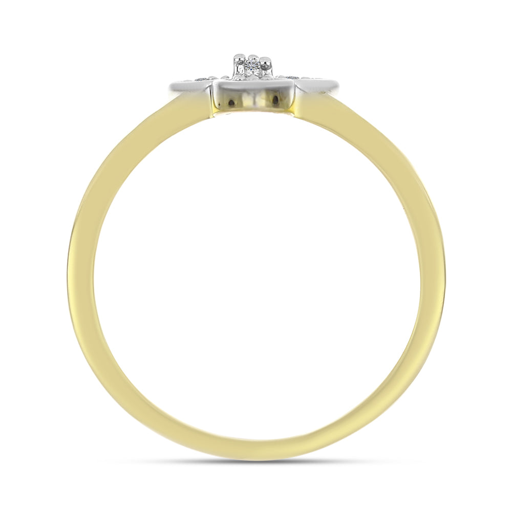 Anillo de Plata Bañada en Oro con Diamante blanco 2 
