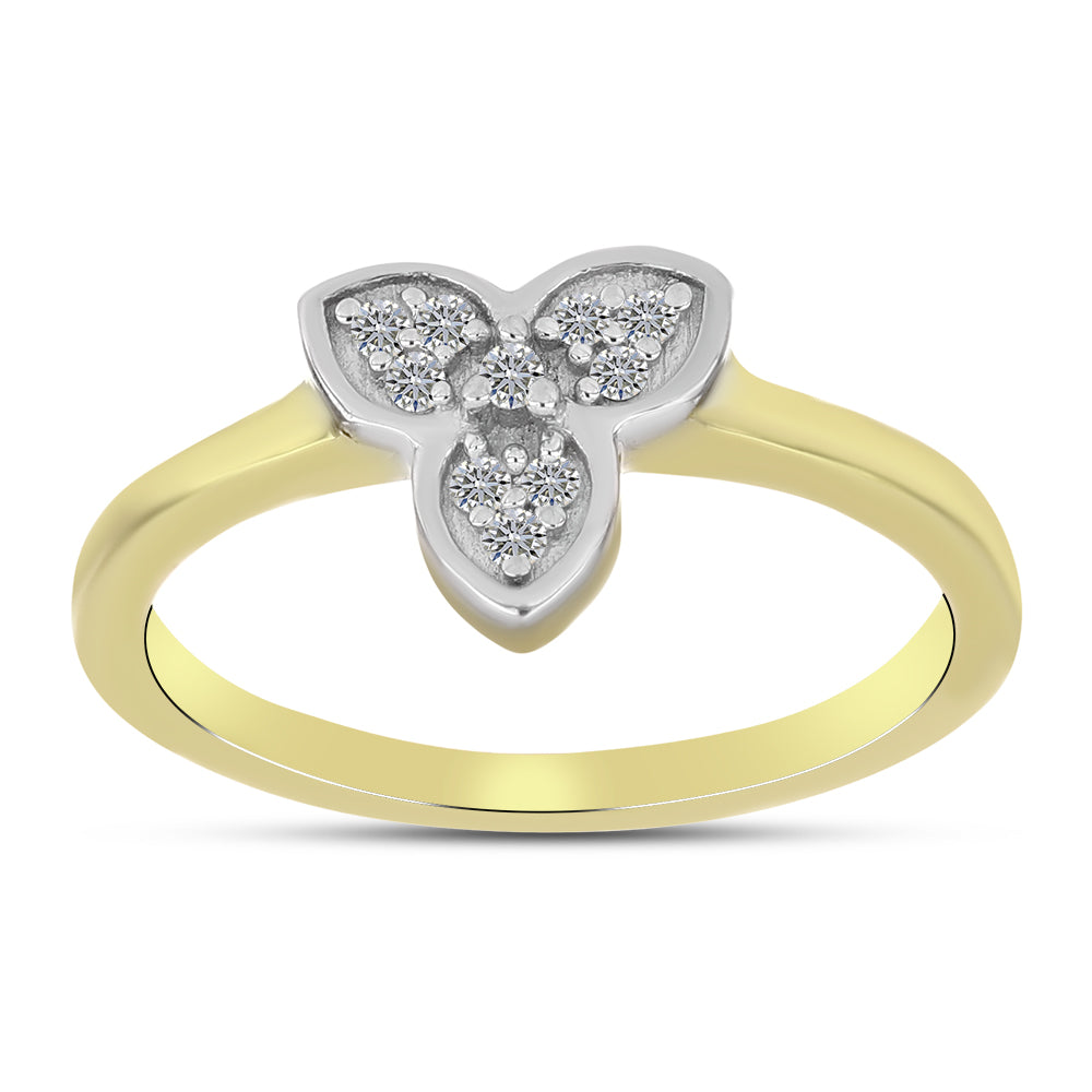 Anillo de Plata Bañada en Oro con Diamante blanco