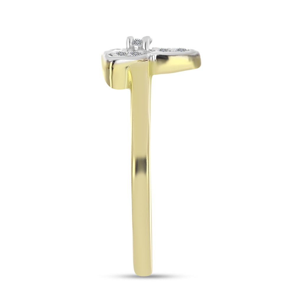 Anillo de Plata Bañada en Oro con Diamante blanco
