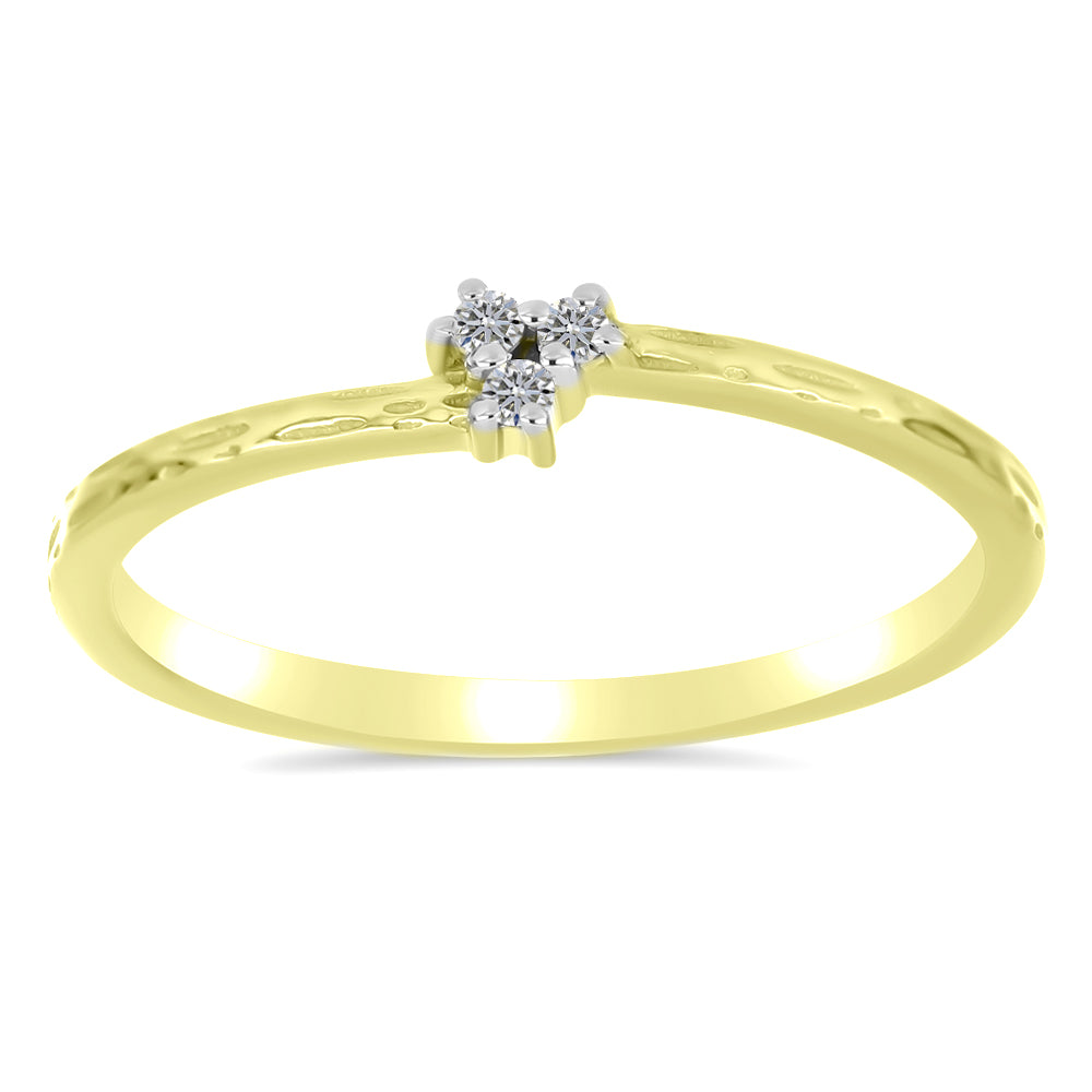 Anillo de Plata Bañada en Oro con Diamante blanco 3 