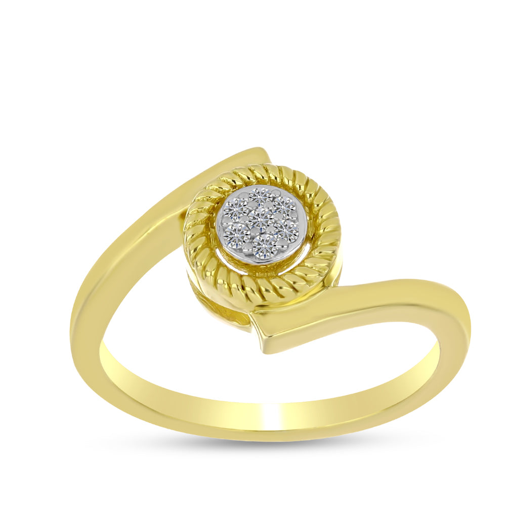 Anillo de Plata Bañada en Oro con Diamante blanco 3 