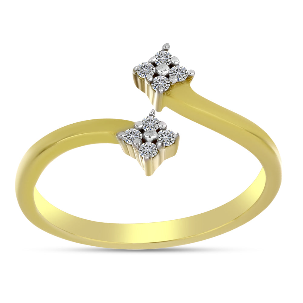 Anillo de Plata Bañada en Oro con Diamante blanco 3 