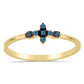 Anillo de Plata Bañada en Oro con Diamante Azul y Diamante blanco
