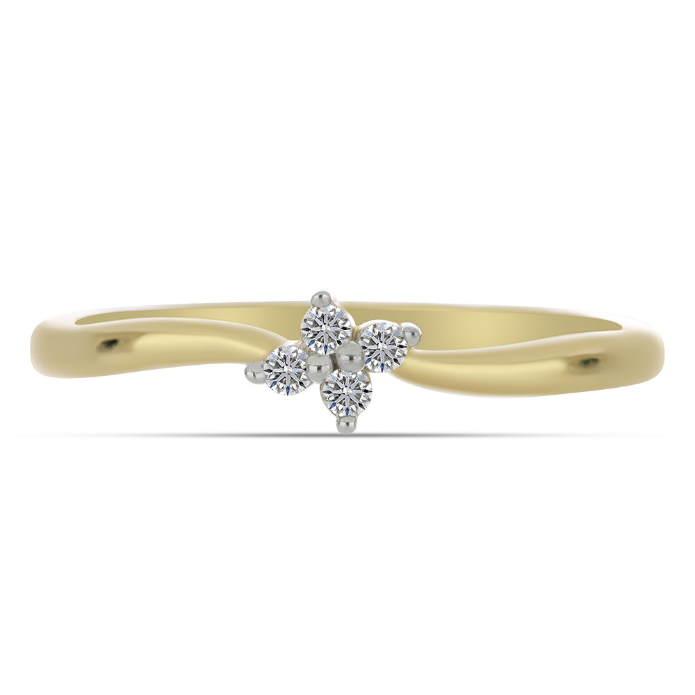 Anillo de Plata Bañada en Oro con Diamante blanco 1 