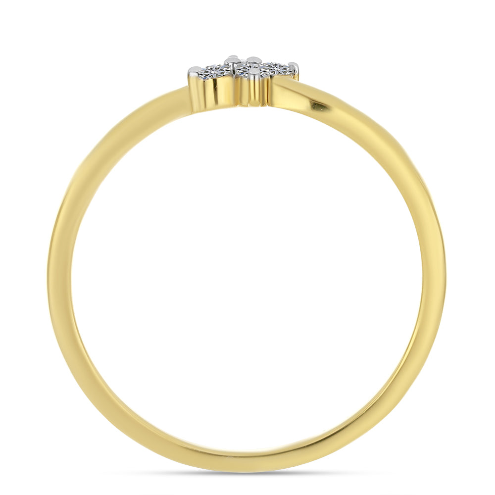 Anillo de Plata Bañada en Oro con Diamante blanco 2 
