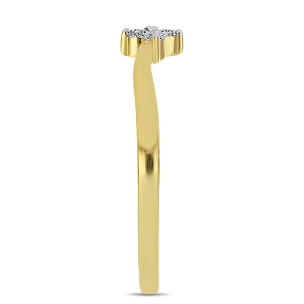 Anillo de Plata Bañada en Oro con Diamante blanco 4 