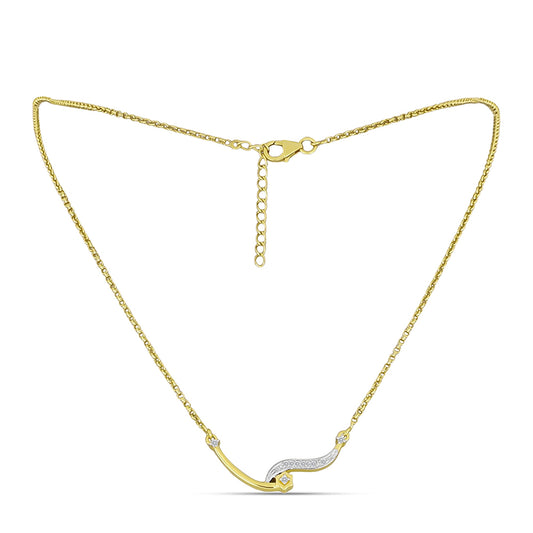 Collar de Plata Bañada en Oro con Diamante blanco