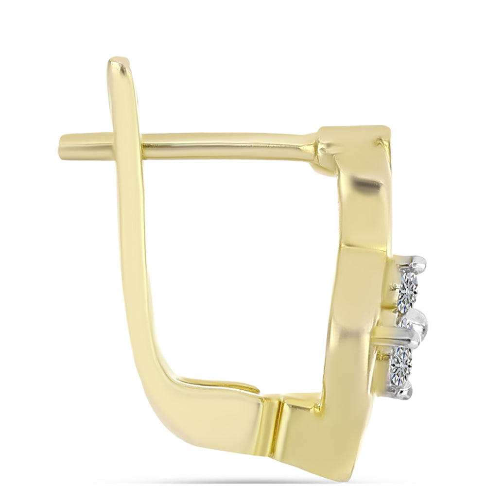 Pendientes de Plata Bañada en Oro con Diamante blanco 4 