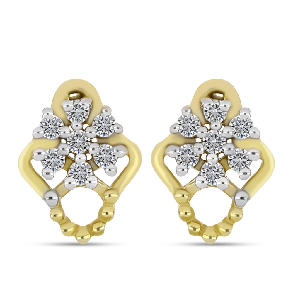 Pendientes de Plata Bañada en Oro con Diamante blanco 3 