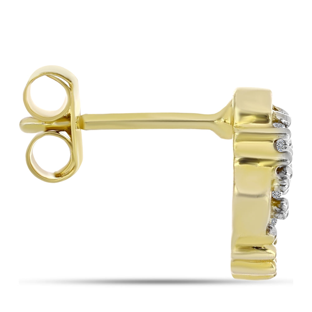 Pendientes de Plata Bañada en Oro con Diamante blanco 4 