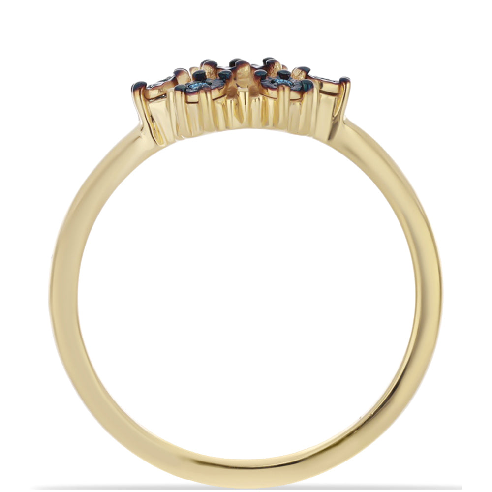 Anillo de Plata Bañada en Oro con Diamante Azul 6 