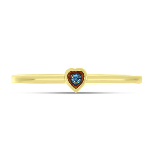 Anillo de Plata Bañada en Oro con Diamante Azul