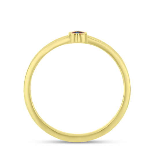 Anillo de Plata Bañada en Oro con Diamante Azul