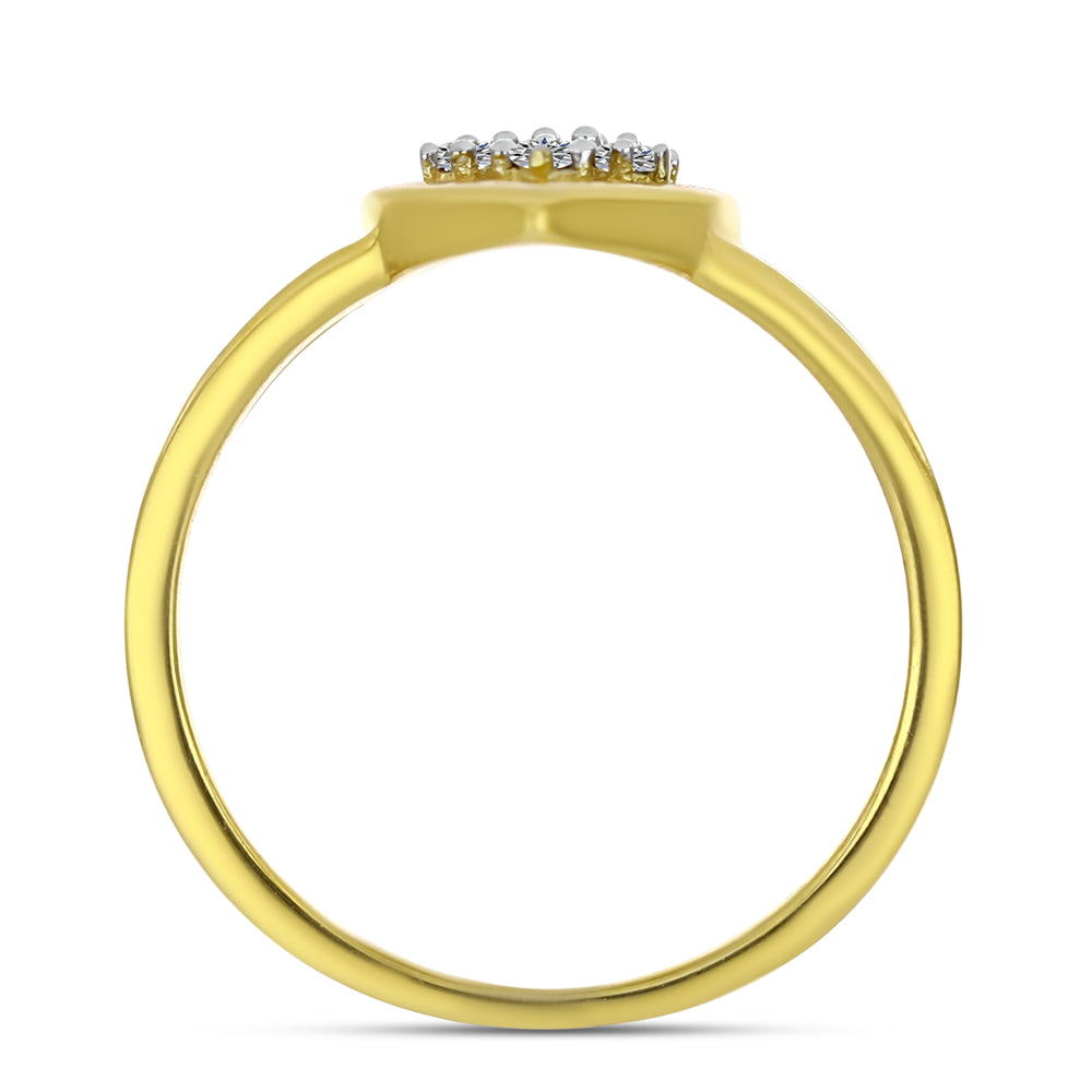 Anillo de Plata Bañada en Oro con Diamante blanco 2 