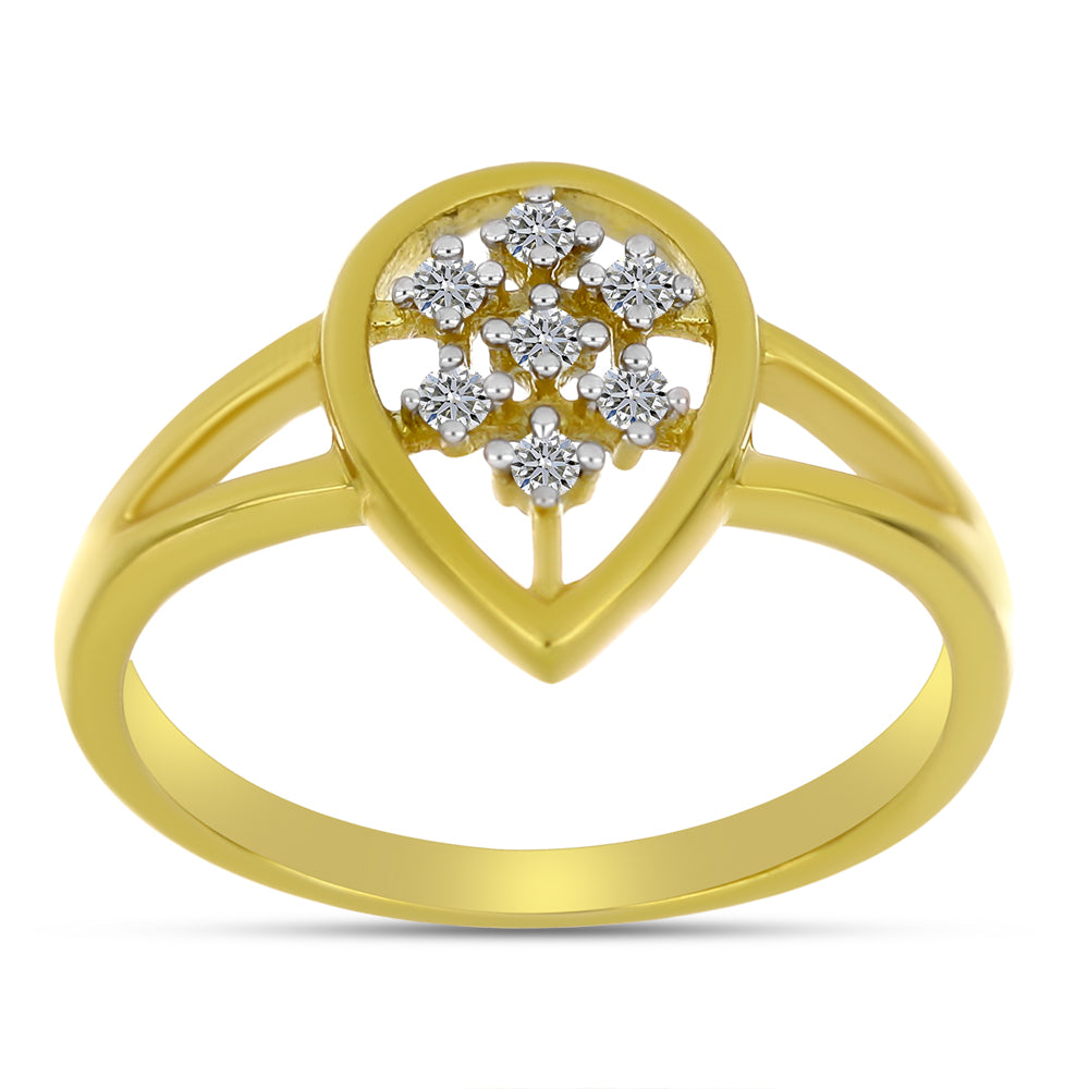 Anillo de Plata Bañada en Oro con Diamante blanco