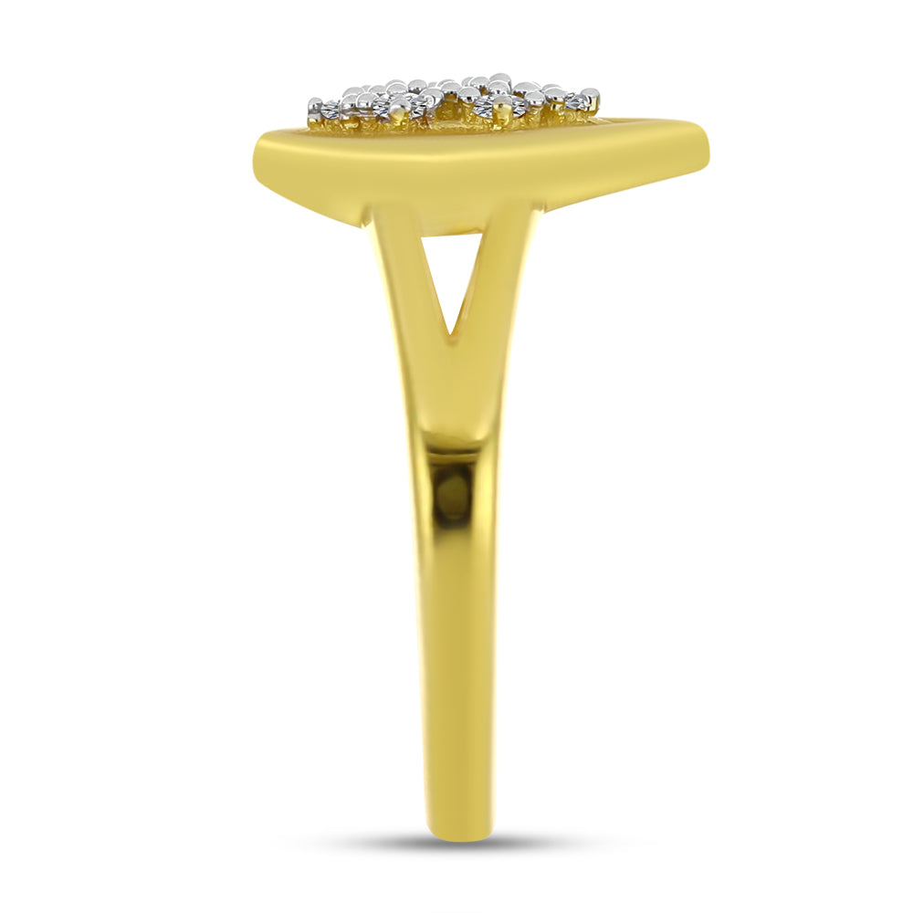 Anillo de Plata Bañada en Oro con Diamante blanco 4 