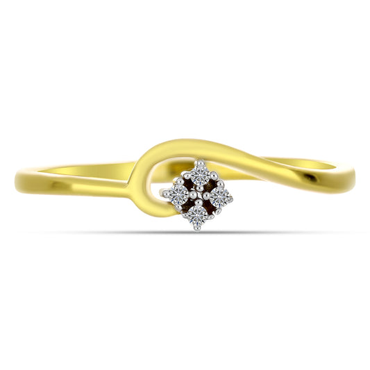 Anillo de Plata Bañada en Oro con Diamante blanco