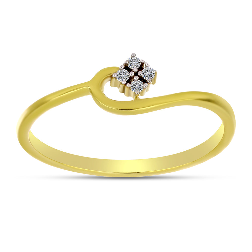 Anillo de Plata Bañada en Oro con Diamante blanco