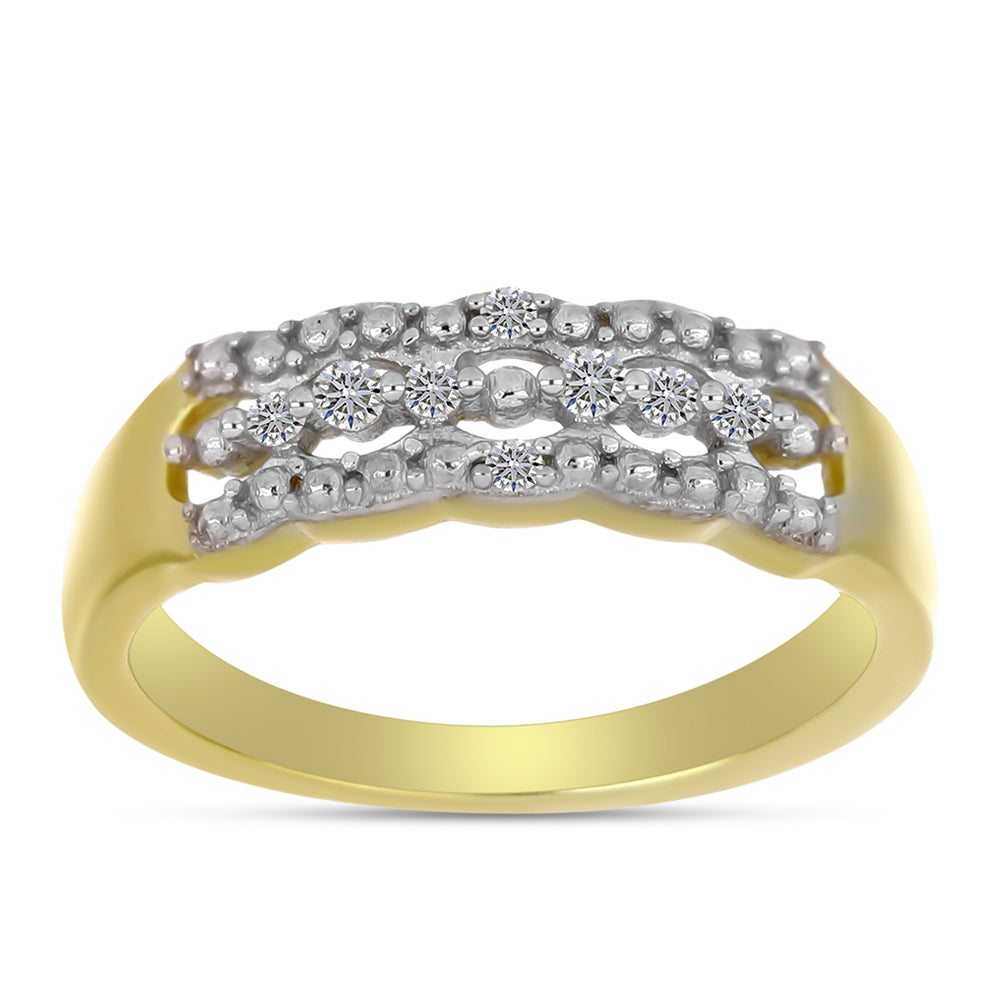 Anillo de Plata Bañada en Oro con Diamante blanco 7 