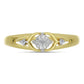 Anillo de Plata Bañada en Oro con Diamante blanco y Zircón Blanco