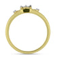 Anillo de Plata Bañada en Oro con Diamante blanco y Zircón Blanco