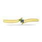 Anillo de Plata Bañada en Oro con Diamante Azul