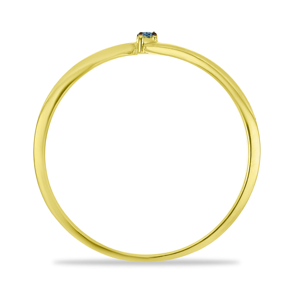 Anillo de Plata Bañada en Oro con Diamante Azul
