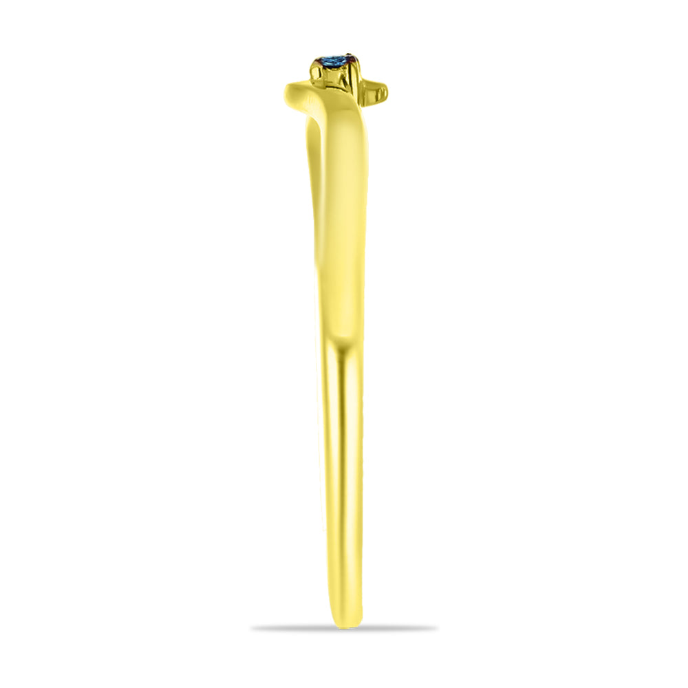 Anillo de Plata Bañada en Oro con Diamante Azul 4 