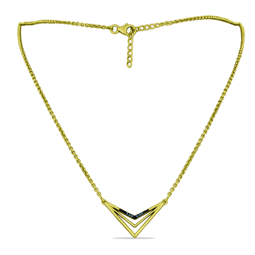 Collar de Plata Bañada en Oro con Diamante Azul 1 