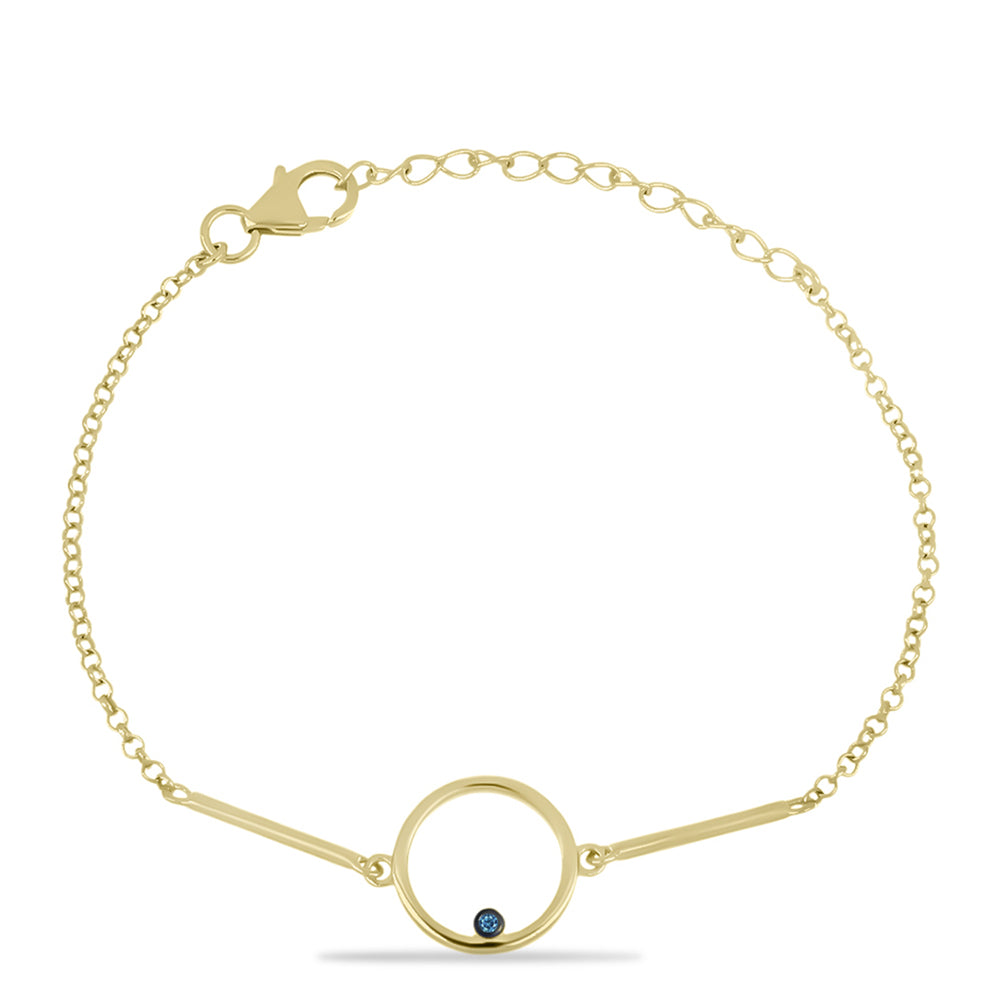 Pulsera de Plata Bañada en Oro con Diamante Azul 2 
