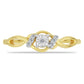 Anillo de Plata Bañada en Oro con Diamante blanco y Zircón Blanco
