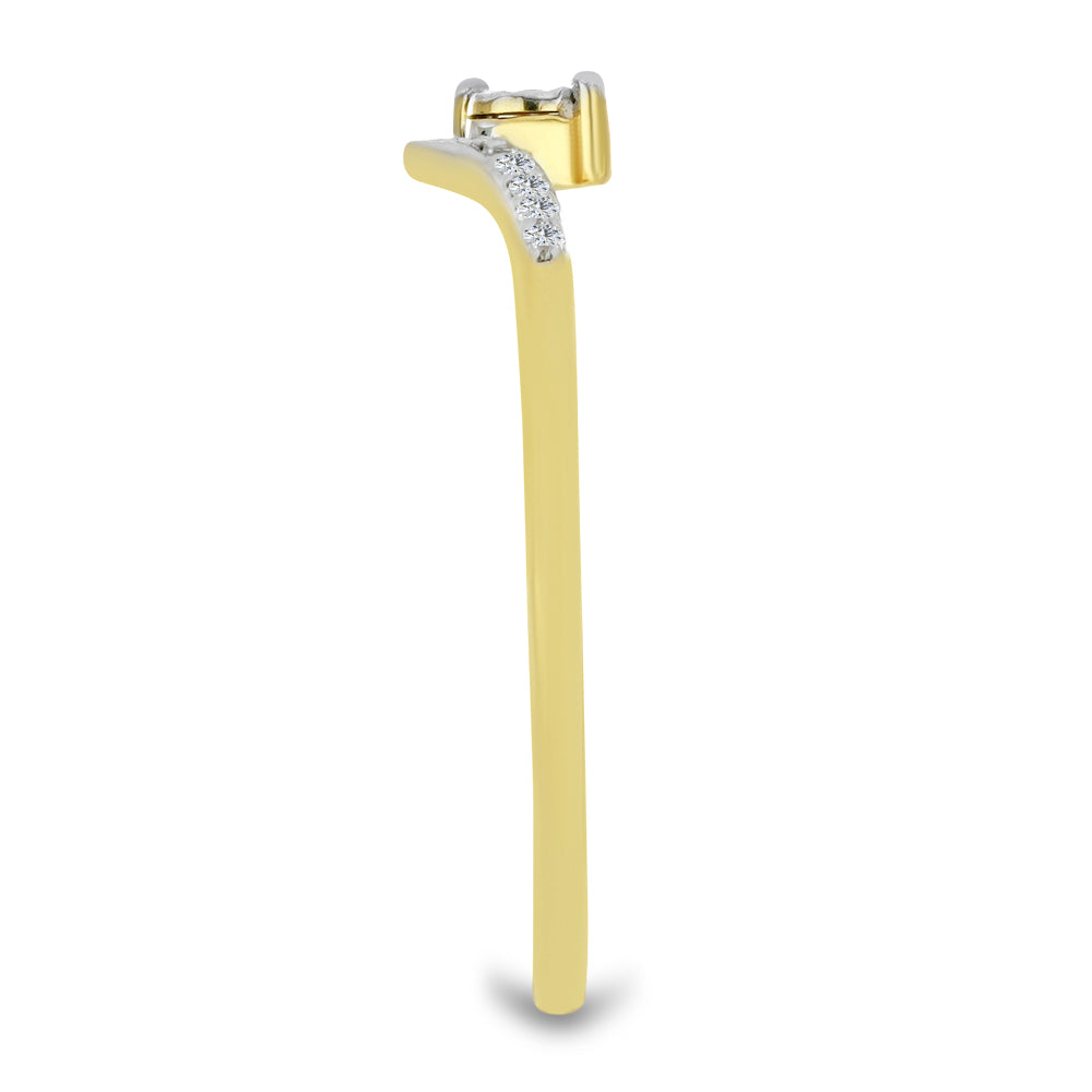 Anillo de Plata Bañada en Oro con Diamante blanco y Zircón Blanco 4 
