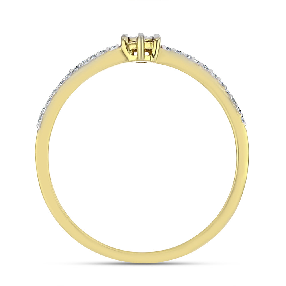 Anillo de Plata Bañada en Oro con Diamante blanco y Zircón Blanco 2 